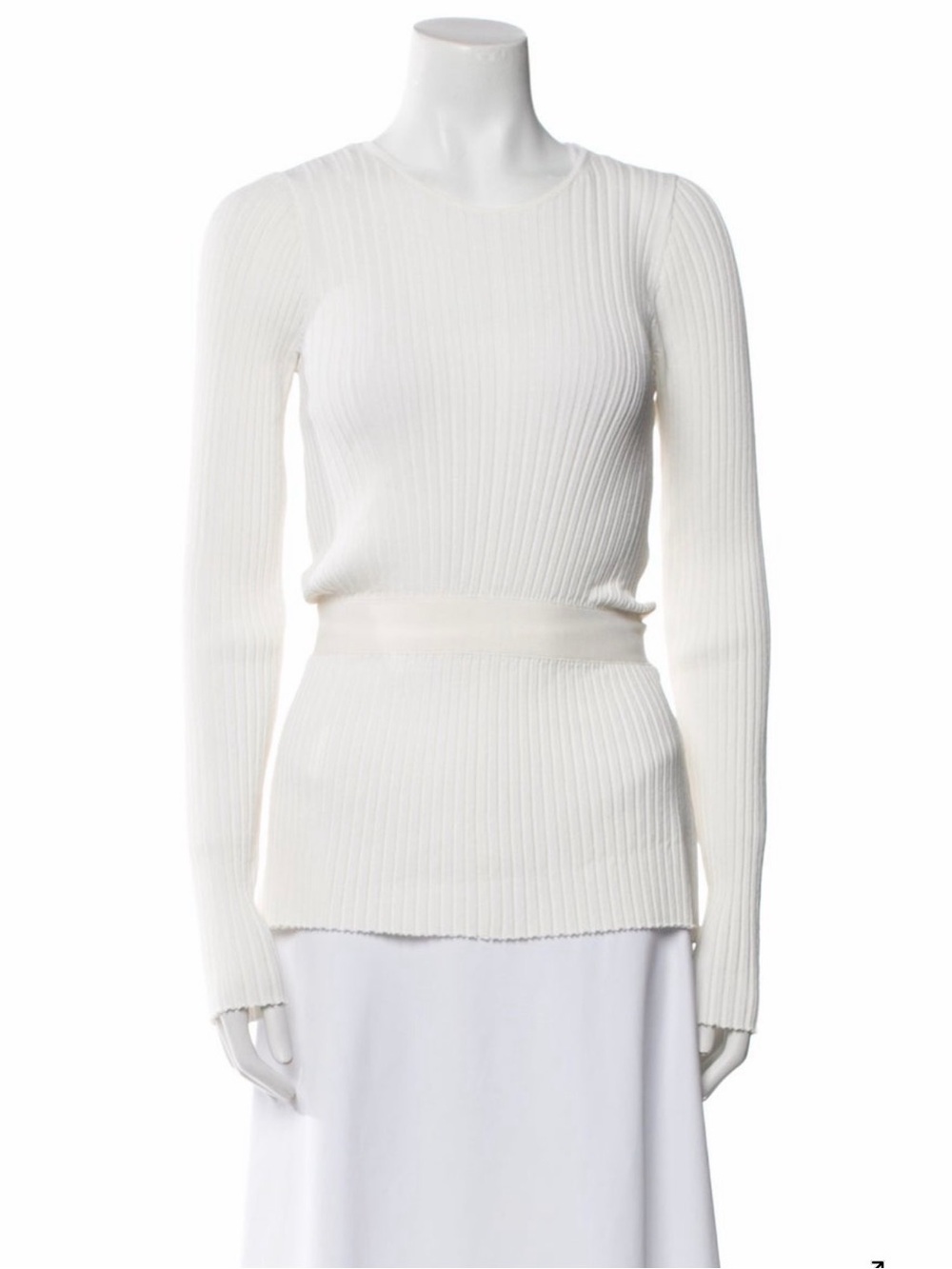 By Malene Birger White Ribbed Long-Sleeve Knit Top